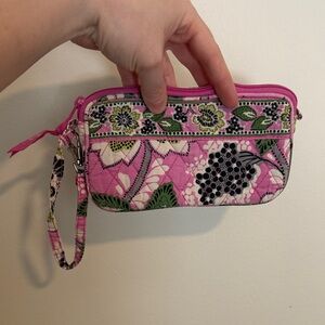 Vera Bradley Pink and Green Floral Wristlet